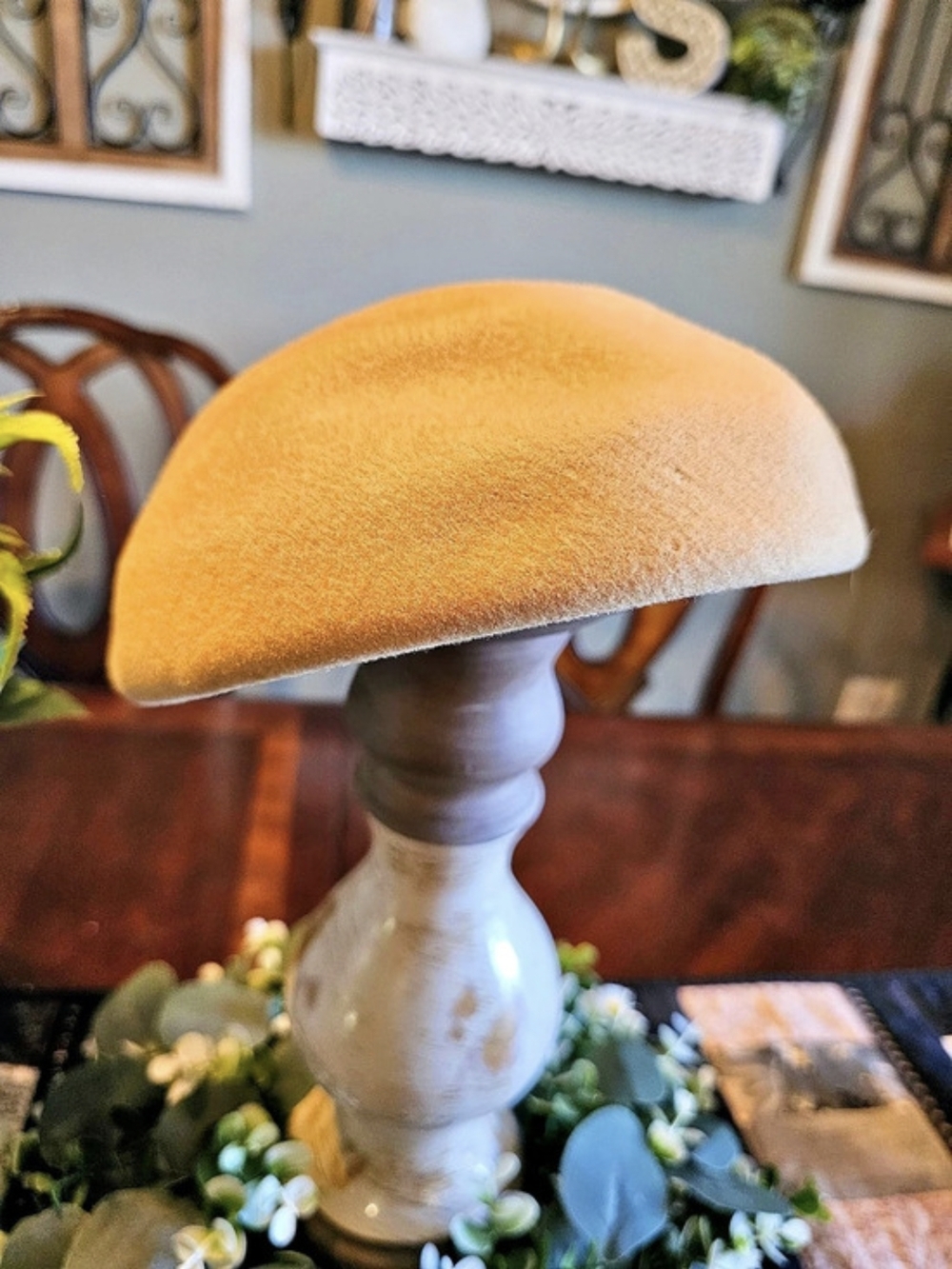 Vintage Golden Falcon Airline Toppers Hat Mustard Yellow Wool Felt Tilt Beret